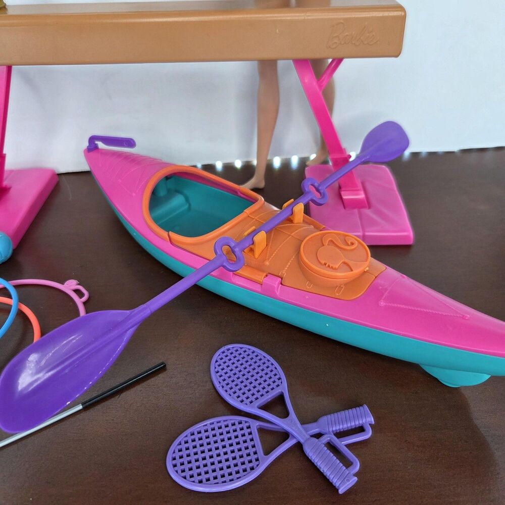 Barbie Sports Accessories Lot Kayak Surfboard Balance Beam Paddle Trophy Mattel - Picture 2 of 15